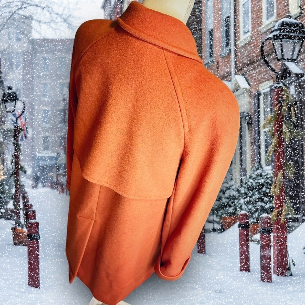 Mackintosh Burnt Orange 100% Wool Winter Coat with Silver Toggle Closure Size M - Picture 14 of 16